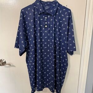 Navy Short-Sleeve Golf Polo with Sex Ed Print